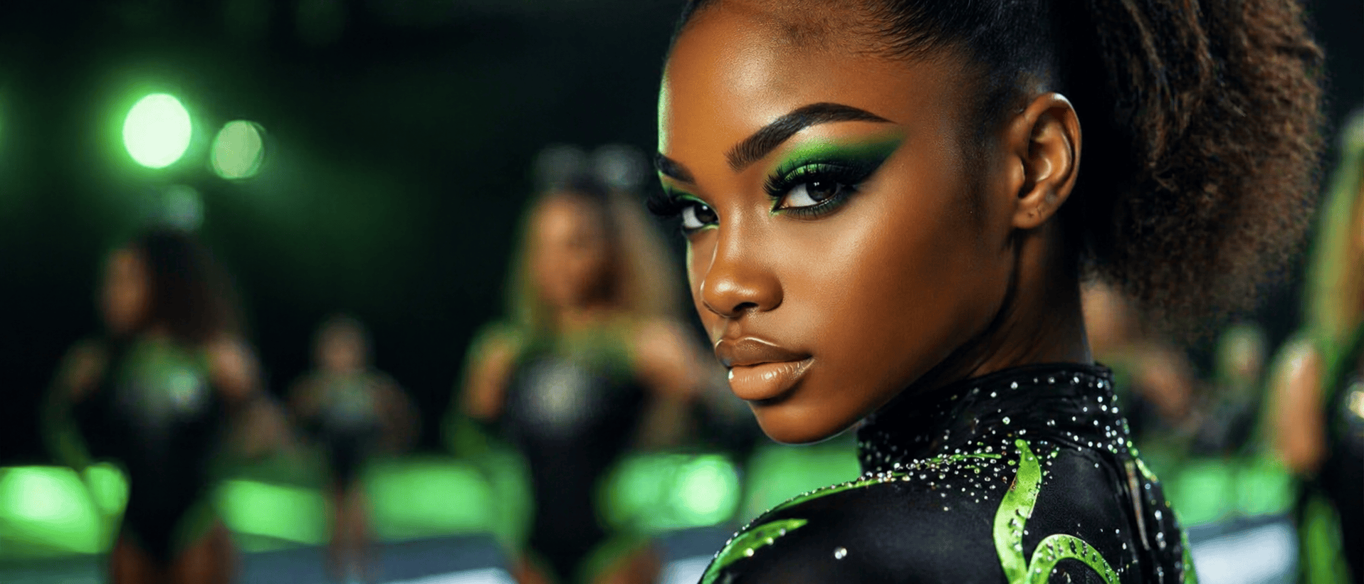 All-star cheerleader in Limelight colors — custom cheer music by Limelight Music Productions