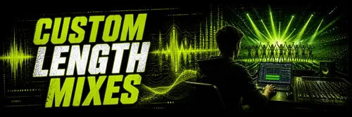 Custom length cheer music mixes from Limelight Music Productions with custom audio production, neon green energy, and a cheer team routine